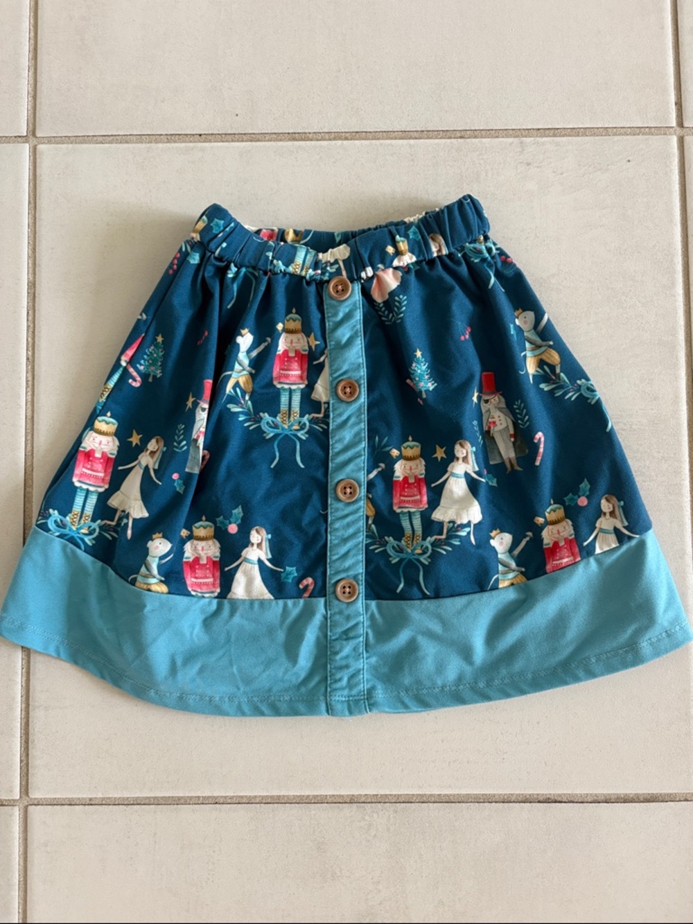 Millie Loves Lily Girls Teal Nutcracker Print Button Front Skirt